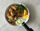 Mediterranean Chicken Meatballs with Couscous & Tzatziki