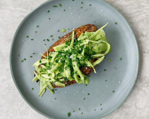 Loaded Baked Sweet Potatoes with Crisp Fennel Slaw