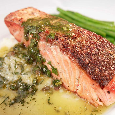 Crispy Skin Salmon With Caper Dressing