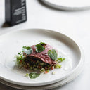 Seared Eye Fillet Carpaccio and Goats Cheese Dressing by Ben Milbourne